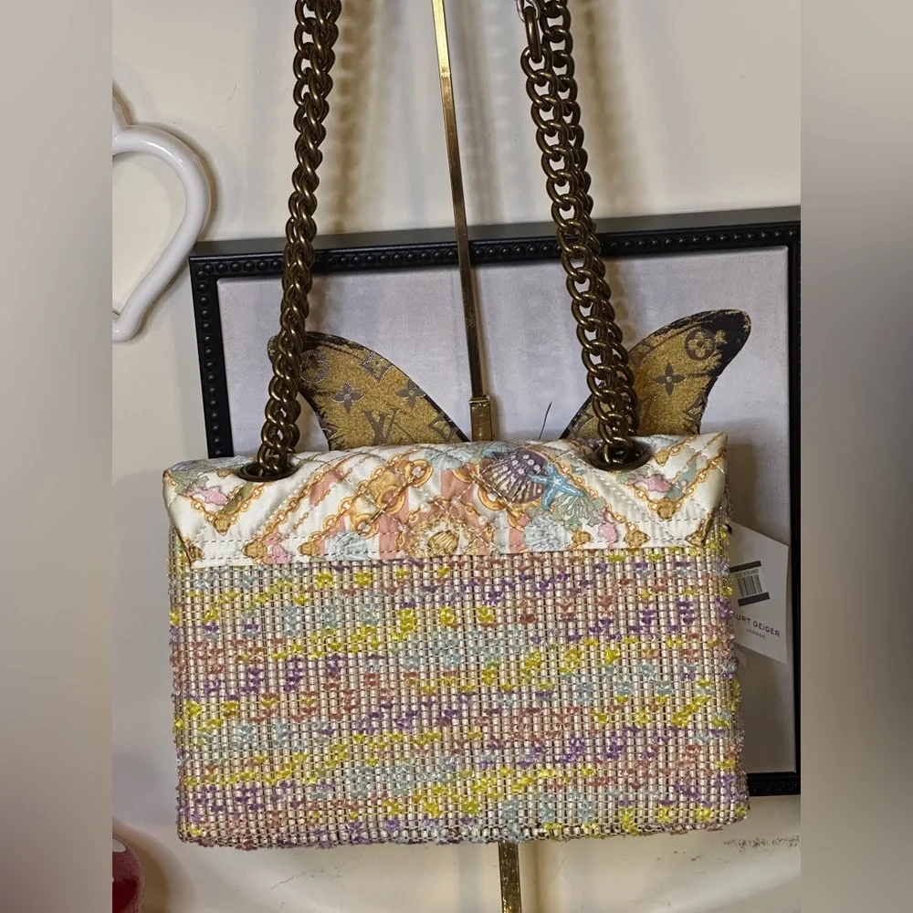 NWT Kurt Geiger The Braxton Mixed Media Shoulder Bag. Retail $245.00